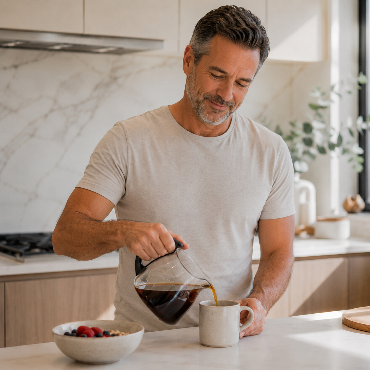 Man feeling energized and healthy in the morning